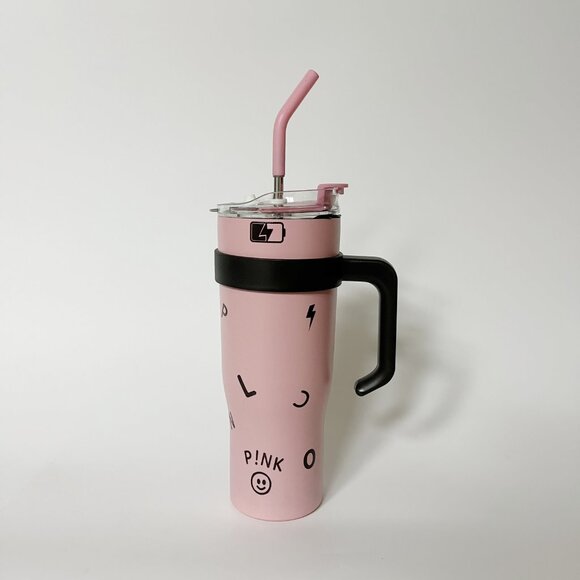 Vacuum Insulated Stainless Steel Water Bottle with Straw and BPA Free in Pink - Picture 3 of 6